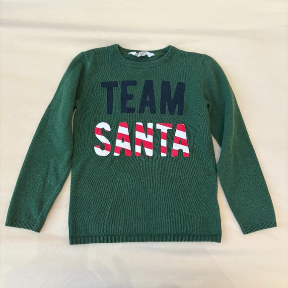 H&M Kids 'TEAM SANTA" Holiday Sweater 100% Cotton Size 6-8 - Picture 1 of 5
